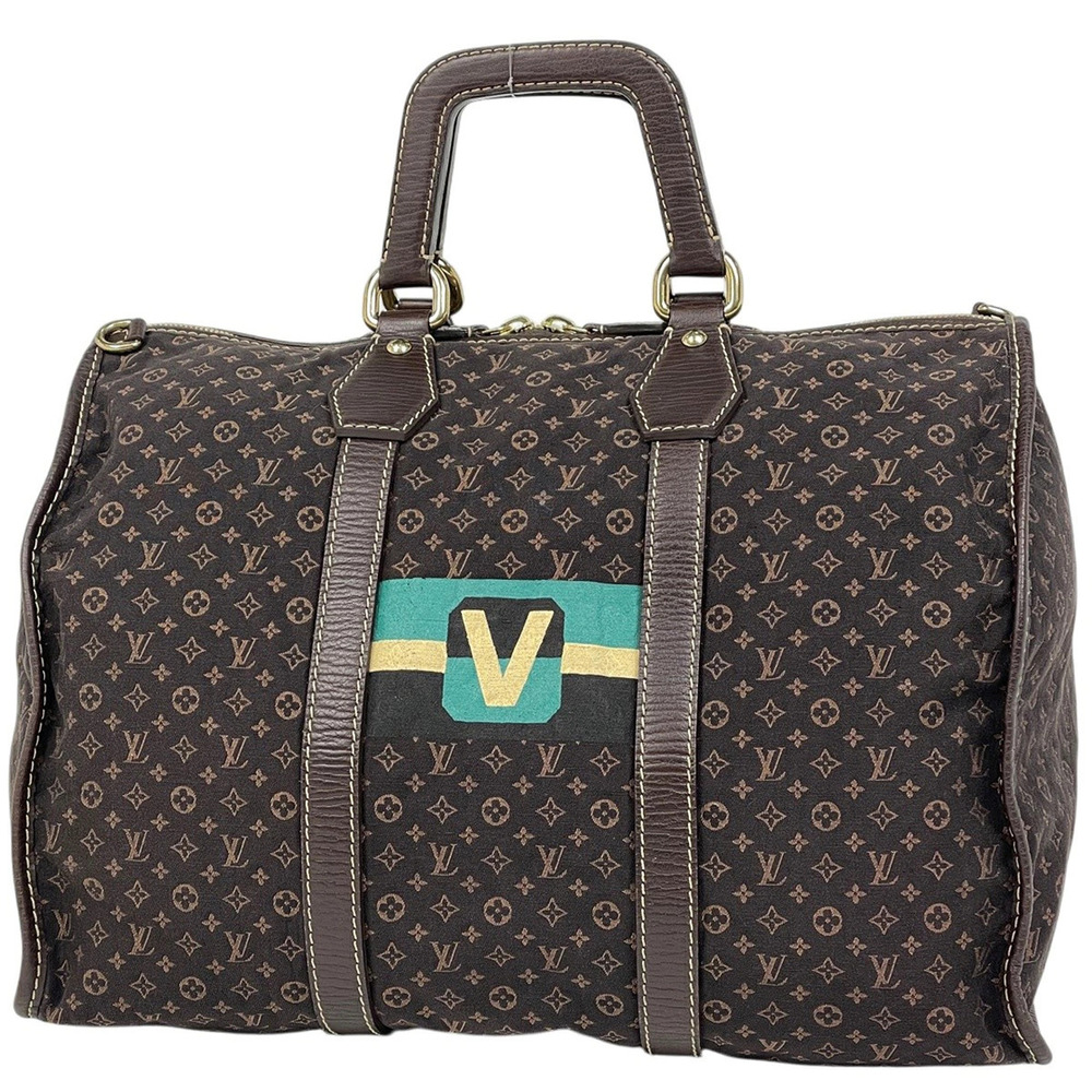 Louis Vuitton Keepall Boston Bag Monogram Lin Ebene Brown